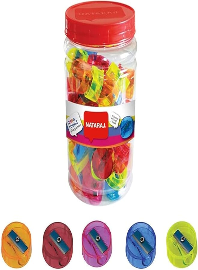Sharpener NATARAJ neon round pack of 50 units